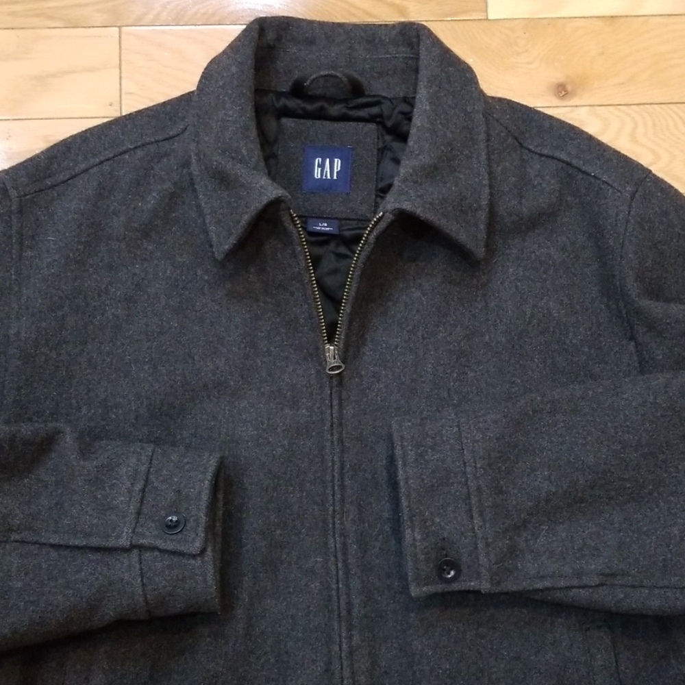 Gap Gray Wool Bomber Jacket Large - image 5